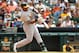 Apr 7, 2013; Houston, TX, USA; Oakland Athletics left fielder Yoenis Cespedes (52) bats during the sixth inning against the Houston Astros at Minute Maid Park. Mandatory Credit: Troy Taormina-USA TODAY Sports