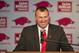 Dec 5, 2012; Fayetteville, AR, USA; Newly named Arkansas Razorbacks football coach Bret Bielema speaks during a press conference to announce his hiring at the University of Arkansas. Mandatory Credit: Beth Hall-USA TODAY Sports