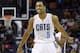 Apr 13, 2013; Charlotte, NC, USA; Charlotte Bobcats shooting guard Gerald Henderson (9) celebrates after a call during the second half against the Milwaukee Bucks at Time Warner Arena. Mandatory Credit: Curtis Wilson-USA TODAY Sports