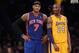 LOS ANGELES, CA - DECEMBER 29: Carmelo Anthony #7 of the New York Knicks and Kobe Bryant #24 of the Los Angeles Lakers talk during the first half at Staples Center on December 29, 2011 in Los Angeles, California. NOTE TO USER: User expressly acknowledges and agrees that, by downloading and or using this photograph, User is consenting to the terms and conditions of the Getty Images License Agreement. (Photo by Jeff Gross/Getty Images)