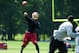 Jun 12, 2013; Landover, MD, USA; Washington Redskins quarterback Robert Griffin III (10) throws a pass during mini camp at Redskins Park. Mandatory Credit: Evan Habeeb-USA TODAY Sports