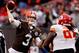 CLEVELAND, OH - DECEMBER 09: Quarterback Brandon Weeden #3 of the Cleveland Browns throws to a receiver over defensive end Tyson Jackson #94 of the Kansas City Chiefs at Cleveland Browns Stadium on December 9, 2012 in Cleveland, Ohio. (Photo by Matt Sullivan/Getty Images)