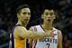 HOUSTON, TX - JANUARY 08: Jeremy Lin #7 of the Houston Rockets and Steve Nash #10 of the Los Angeles Lakers wait for a play at Toyota Center on January 8, 2013 in Houston, Texas. NOTE TO USER: User expressly acknowledges and agrees that, by downloading and or using this photograph, User is consenting to the terms and conditions of the Getty Images License Agreement. (Photo by Scott Halleran/Getty Images)