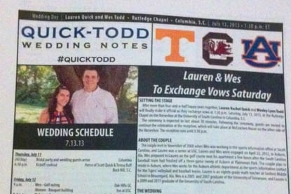 Auburn SID Prints Game Notes for His Wedding