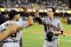 Jul 13, 2013; San Diego, CA, USA; San Francisco Giants starting pitcher Tim Lincecum (55) celebrates with teammates after throwing a no hitter against the San Diego Padres at Petco Park. The Giants won 9-0. Mandatory Credit: Christopher Hanewinckel-USA TODAY Sports