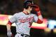 LOS ANGELES, CA - MAY 15: Bryce Harper #34 of the Washington Nationals reacts after grounding out as a pinch hitter in the ninth inning against the Los Angeles Dodgers at Dodger Stadium on May 15, 2013 in Los Angeles, California. The Dodgers won 3-1. (Photo by Stephen Dunn/Getty Images)