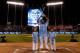 KANSAS CITY, MO - JULY 09: American League All-Star Prince Fielder #28 of the Detroit Tigers poses with sons Jaden (L) and Haven (R) after winning the State Farm Home Run Derby at Kauffman Stadium on July 9, 2012 in Kansas City, Missouri. (Photo by Jamie Squire/Getty Images)