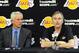 November 15, 2012; El Segundo, CA, USA; Los Angeles Lakers general manager Mitch Kupchak (left) sits next to new head coach Mike D'Antoni during a press conference at the training facility in El Segundo. Mandatory Credit: Jayne Kamin-Oncea-USA TODAY Sports