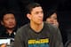 Apr 9, 2013; Los Angeles, CA, USA; New Orleans Hornets shooting guard Austin Rivers (25) watches warm ups before the game against the Los Angeles Lakers at the Staples Center. Rivers is out with a fractured right hand. Mandatory Credit: Jayne Kamin-Oncea-USA TODAY Sports