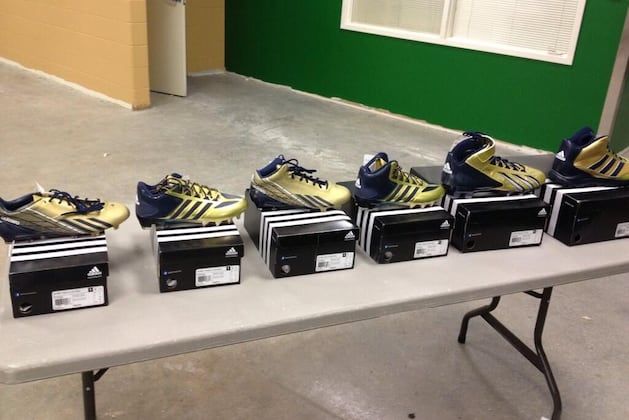 Photo: Notre Dame Unveils 6 New Gold & Blue Adidas Football Cleats