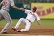 PHILADELPHIA, PA - JUNE 17: Michael Young #10 of the Philadelphia Phillies slides into third base after hitting a triple in the third inning of the game against the Washington Nationals at Citizens Bank Park on June 17, 2013 in Philadelphia, Pennsylvania. (Photo by Brian Garfinkel/Getty Images)