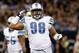 NEW ORLEANS, LA - JANUARY 07: Nick Fairley #98 of the Detroit Lions reacts after a fumble in the second quarter by Drew Brees #9 of the New Orleans Saints in the during their 2012 NFC Wild Card Playoff game at Mercedes-Benz Superdome on January 7, 2012 in New Orleans, Louisiana. (Photo by Kevin C. Cox/Getty Images)