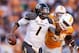 KNOXVILLE, TN - NOVEMBER 10: James Franklin #1 of the Missouri Tigers runs with the ball against the Tennessee Volunteers during the game at Neyland Stadium on November 10, 2012 in Knoxville, Tennessee. Missouri won 51-48 in four overtimes. (Photo by Joe Robbins/Getty Images)