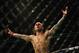 June 8, 2012; Sunrise, FL, USA; Eddie Wineland reacts to winning his UFC bout over Scott Jorgensen (not pictured) at BankAtlantic Center. Mandatory Credit: Steve Mitchell-USA TODAY Sports