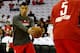 HOUSTON, TX - APRIL 27: Jeremy Lin #7 of the Houston Rockets waits on the court before meeting the Oklahoma Thunder in Game Three of the Western Conference Quarterfinals of the 2013 NBA Playoffs at the Toyota Center on April 27, 2013 in Houston, Texas. NOTE TO USER: User expressly acknowledges and agrees that, by downloading and or using this photograph, User is consenting to the terms and conditions of the Getty Images License Agreement. (Photo by Scott Halleran/Getty Images) . (Photo by Scott Halleran/Getty Images)