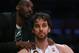 LOS ANGELES, CA - APRIL 28: Pau Gasol #16 of the Los Angeles Lakers is consoled by Kobe Bryant after coming out of the game in the second half against the San Antonio Spurs during Game Four of the Western Conference Quarterfinals of the 2013 NBA Playoffs at Staples Center on April 28, 2013 in Los Angeles, California. The Spurs defeated the Lakers 103-82. NOTE TO USER: User expressly acknowledges and agrees that, by downloading and or using this photograph, User is consenting to the terms and conditions of the Getty Images License Agreement. (Photo by Jeff Gross/Getty Images)