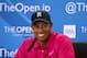 GULLANE, SCOTLAND - JULY 16: Tiger Woods of the United States answers questions from the media ahead of the 142nd Open Championship at Muirfield on July 16, 2013 in Gullane, Scotland. (Photo by Matthew Lewis/Getty Images)