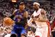 MIAMI, FL - MAY 09: Forward LeBron James #6 of the Miami Heat defends Forward Carmelo Anthony#7 of the New York Knicks in Game Five of the Eastern Conference Quarterfinals in the 2012 NBA Playoffs on May 9, 2012 at the American Airines Arena in Miami, Florida. NOTE TO USER: User expressly acknowledges and agrees that, by downloading and or using this photograph, User is consenting to the terms and conditions of the Getty Images License Agreement. (Photo by Marc Serota/Getty Images)