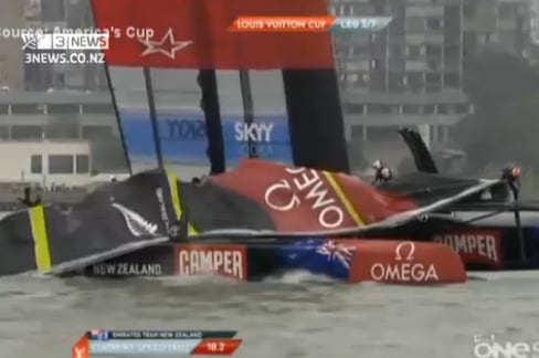 VIDEO: Team New Zealand Sail Breaks During Race, America's Cup 2013