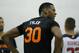 Jul 14, 2013; Las Vegas, NV, USA; New York Nicks forward Jeremy Tyler reacts to a penalty called against him in an NBA Summer League game against the Washington Wizards at the Cox Pavillion. Mandatory Credit: Stephen R. Sylvanie-USA TODAY Sports
