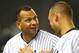 NEW YORK, NY - OCTOBER 02: Alex Rodriguez #13, and Derek Jeter #2 of the New York Yankees celebrate their 4-3 win against the Boston Red Sox on October 2, 2012 at Yankee Stadium in the Bronx borough of New York City (Photo by Al Bello/Getty Images)