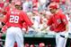 WASHINGTON, DC - JULY 21: Jayson Werth #28 of the Washington Nationals celebrates with Adam LaRoche #25 after hitting a home run in the second inning against the Los Angeles Dodgers at Nationals Park on July 21, 2013 in Washington, DC. (Photo by Greg Fiume/Getty Images)