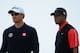 GULLANE, SCOTLAND - JULY 21: Adam Scott of Australia and Tiger Woods of the United States during the final round of the 142nd Open Championship at Muirfield on July 21, 2013 in Gullane, Scotland. (Photo by Stuart Franklin/Getty Images)