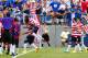 Jul 21, 2013; Baltimore, MD, USA; United States forward Eddie Johnson (26) is congratulated by defenseman DaMarcus Beasley (7) after scoring a goal in the second half against El Salvador at M&T Bank Stadium. Mandatory Credit: Evan Habeeb-USA TODAY Sports