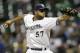 MILWAUKEE, WI - JULY 18: Francisco Rodriguez #57 of the Milwaukee Brewers pitches in the top of the ninth inning against the Miami Marlins at Miller Park on July 18, 2013 in Milwaukee, Wisconsin. (Photo by Mike McGinnis/Getty Images)