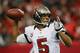 ATLANTA, GA - DECEMBER 30: Josh Freeman #5 of the Tampa Bay Buccaneers passes against the Atlanta Falcons at Georgia Dome on December 30, 2012 in Atlanta, Georgia. (Photo by Kevin C. Cox/Getty Images)