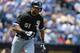 KANSAS CITY, MO - JUNE 22: Alex Rios #51 of the Chicago White Sox flies out to center against the Kansas City Royals in the fifth inning on June 22, 2013 at Kauffman Stadium in Kansas City, Missouri. (Photo by Kyle Rivas/Getty Images)