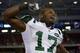 FOXBORO, MA - JANUARY 16: Braylon Edwards #17 of the New York Jets celebrates on his way to defeating the Patriots 28 to 21 in their 2011 AFC divisional playoff game at Gillette Stadium on January 16, 2011 in Foxboro, Massachusetts. (Photo by Michael Heiman/Getty Images)