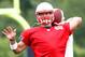 FOXBORO, MA - JUNE 11: Tim Tebow #5 of the New England Patriots practices during minicamp at Gillette Stadium on June 11, 2013 in Foxboro, Massachusetts. (Photo by Jared Wickerham/Getty Images)