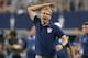 Jul 24, 2013; Arlington, TX, USA; USA head coach Jurgen Klinsmann reacts to play on the field against Honduras at Cowboys Stadium. Klinsmann was throw out of the game for this reaction. USA beat Honduras 3-1. Mandatory Credit: Matthew Emmons-USA TODAY Sports