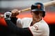 SAN FRANCISCO, CA - JULY 20: Hunter Pence #8 of the San Francisco Giants looks on from the on-deck circle against the Arizona Diamondbacks at AT&T Park on July 20, 2013 in San Francisco, California. (Photo by Thearon W. Henderson/Getty Images)