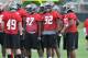 TAMPA, FL - May 03: Defensive end William Gholston #92 and defensive tackle Akeem Spence #97 of the Tampa Bay Buccaneers line up during a rookie mini-camp May 3, 2013 at the Buccaneers training center in Tampa, Florida. (Photo by Al Messerschmidt/Getty Images)