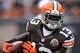 Dec 9, 2012; Cleveland, OH, USA; Cleveland Browns wide receiver Josh Gordon (13) runs for a first down after a catch in the first quarter against the Kansas City Chiefs at Cleveland Browns Stadium. Mandatory Credit: David Richard-USA TODAY Sports
