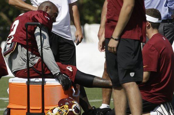 Cornerback DeAngelo Hall in a Walking Boot on Right Leg