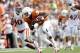 Nov 10, 2012; Austin, TX, USA; Texas Longhorns wide receiver Cayleb Jones (4) runs after a catch against the Iowa State Cyclones in the fourth quarter at Darrell K Royal-Texas Memorial Stadium. Texas defeated Iowa State 33-7. Mandatory Credit: Brett Davis-USA TODAY Sports
