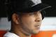DETROIT, MI - JUNE 5: Jhonny Peralta #27 of the Detroit Tigers looks out from the dugout in the second inning of a baseball game against the Tampa Bay Rays at Comerica Park on June 5, 2013 in Detroit, Michigan. (Photo by Duane Burleson/Getty Images)