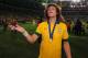 RIO DE JANEIRO, BRAZIL - JUNE 30: David Luiz of Brazil celebrates at the end of the FIFA Confederations Cup Brazil 2013 Final match between Brazil and Spain at Maracana on June 30, 2013 in Rio de Janeiro, Brazil. (Photo by Michael Regan/Getty Images)