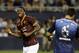 Jul 31, 2013; Kansas City, KS, USA; AS Roma forward Junior Tallo (20) reacts after his goal against the MLS All Stars during the 2013 MLS All Star game at Sporting Park. Mandatory Credit: John Rieger-USA TODAY Sports
