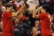 LIVERPOOL, ENGLAND - AUGUST 30: Steven Gerrard of Liverpool congratulates Luis Suarez on scoring during the UEFA Europa League play-off round second leg between Liverpool and Hearts at Anfield on August 30, 2012 in Liverpool, England. (Photo by Laurence Griffiths/Getty Images)