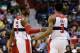 WASHINGTON, DC - FEBRUARY 22: John Wall #2 and Bradley Beal #3 of the Washington Wizards celebrate during the closing seconds of the Wizards 119-113 win over Denver Nuggets at Verizon Center on February 22, 2013 in Washington, DC. NOTE TO USER: User expressly acknowledges and agrees that, by downloading and or using this photograph, User is consenting to the terms and conditions of the Getty Images License Agreement. (Photo by Rob Carr/Getty Images)