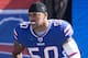 ORCHARD PARK, NY - OCTOBER 09: Nick Barnett #50 of the Buffalo Bills celebrates as he enters the stadium during pregame introductions against the Philadelphia Eagles at Ralph Wilson Stadium on October 9, 2011 in Orchard Park, New York. (Photo by Brody Wheeler/Getty Images)