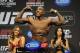 Apr 26, 2013; Newark, NJ, USA; Phil Davis weighs in for his light heavyweight bout against Vinicius Magalhaes (pictured right) at the Prudential Center. Mandatory Credit: Joe Camporeale-USA TODAY Sports