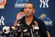 Aug 2, 2013; Trenton, NJ, USA; Trenton Thunder third baseman Alex Rodriguez answers questions after facing the Reading Fighting Phils at Arm & Hammer Park. Mandatory Credit: Joe Camporeale-USA TODAY Sports