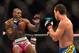 Aug 3, 2013; Rio De Janeiro, Brazil; Phil Davis (pink shorts) fights against Lyoto Machida (blue shorts) during UFC 163 at HSBC Arena. Mandatory Credit: Jason Silva-USA TODAY Sports