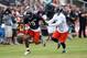 Jul 26, 2013; Bourbonnais, IL, USA; Chicago Bears receiver Joe Anderson (19) runs past defensive back Anthony Walters (37) during training camp at Olivet Nazarene University. Mandatory Credit: Jerry Lai-USA TODAY Sports