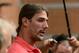 Jul 31, 2013; Philadelphia, PA, USA; Philadelphia Eagles wide receiver Riley Cooper (14) addresses the media concerning an internet video at the Eagles NovaCare Complex. Mandatory Credit: Howard Smith-USA TODAY Sports